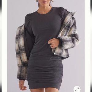 Sundry for Anthropologie slubbed knit puff sleeves mini dress with ruchi…